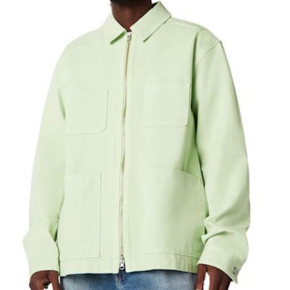 💖MEGA SALE💖Converse Mens 10020896-A07 Zip Front Long Sleeve Shirt Cotton Green